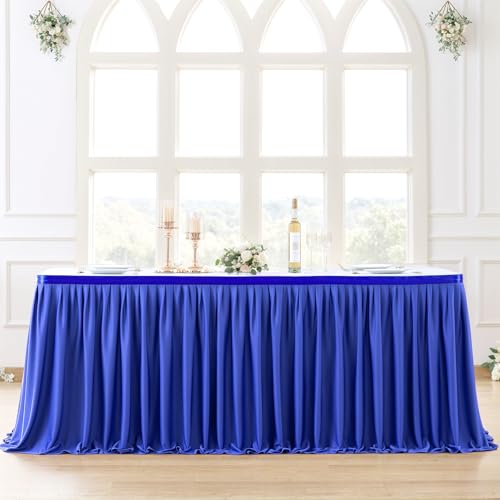 Royal Blue Pleated Table Skirt for 6ft Rectangle Tables - Wrinkle Resistant