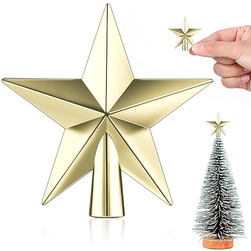 Hanaive Gold Mini Christmas Tree Topper Star 1.77 Inch Plated Holiday Decor