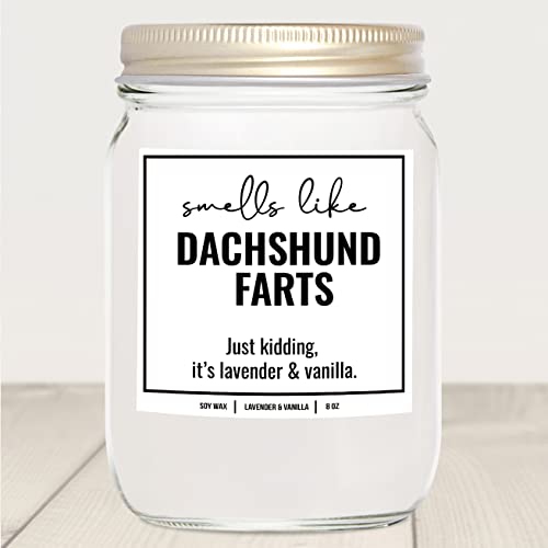 Funny Dachshund Farts Candle - Wiener Dog Gift with Lavender & Vanilla