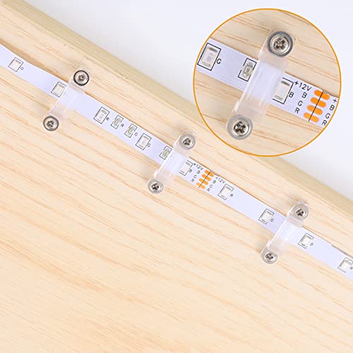 300 Pcs LED Strip Light Mounting Clips with Screws, 12mm Clear Holder Brackets