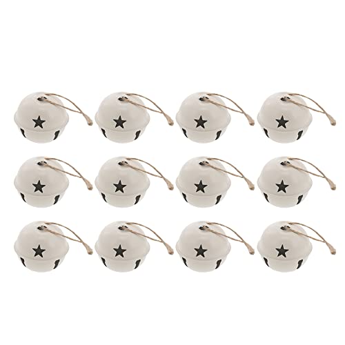 Ivory Jingle Bell Christmas Ornaments, 2-Inch Metal Tree Decor, 12-Pack