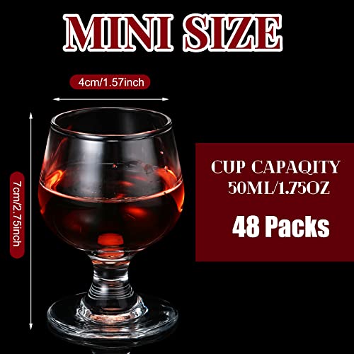 Meanplan 48 Pack Mini Snifter Glasses 1.7 oz Cognac & Brandy Tasting Cups