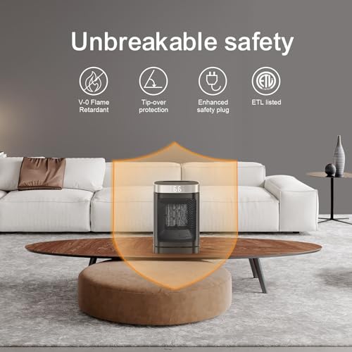 Portable Electric Space Heater 1500W with Remote and Thermostat