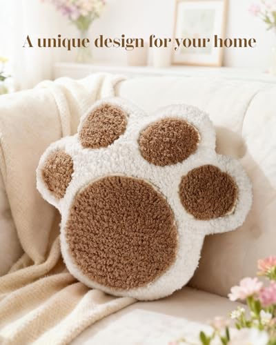 Paw Shaped Throw Pillow, Soft Plush Animal Cushion for Couch and Sofa