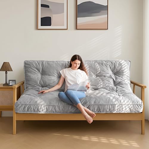 6-Inch Thick Full Size Futon Mattress, Tufted Floor Bed for Adults
