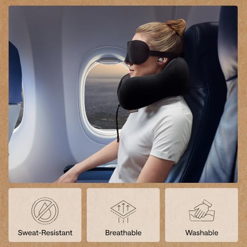 Ergonomic Memory Foam Travel Neck Pillow with Washable Cover