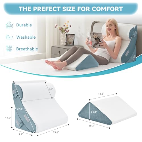 4-Piece Memory Foam Wedge Pillow Set for Pain Relief & Support