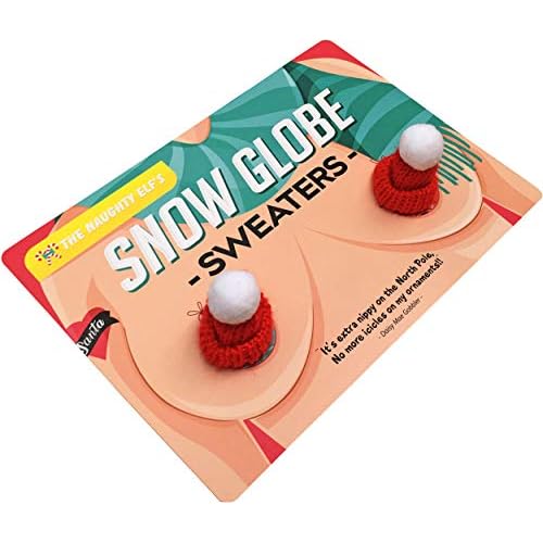 Snow Globe Sweaters - Funny Christmas Chest Warmers for Women - Holiday Stocking Stuffer Gag Gift - Secret Santa & White Elephant Idea