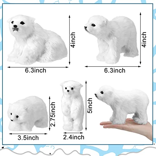 Yinder 4 Pcs Polar Bear Christmas Ornament Plush with Scarf - Lovely Style (Variation: 4 / Lovely Style)