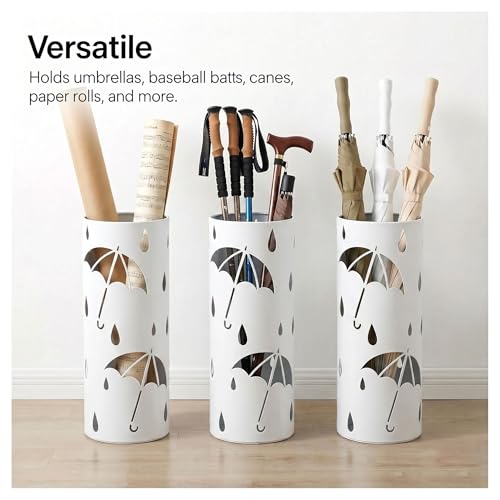 Freestanding Metal Umbrella Stand Rack for Entryway, 17-Inch Round Holder
