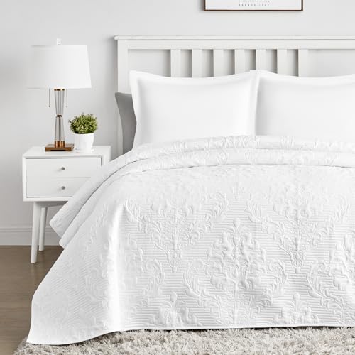 Hansleep White Queen Quilt Set - Soft Lightweight Bedspread Coverlet 3-Piece