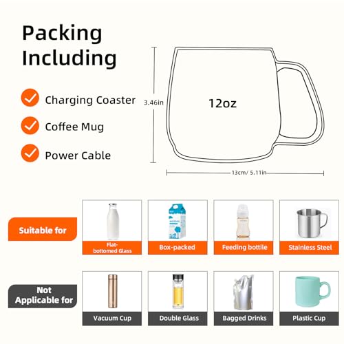 Dimux Blue Light Coffee Warmer with Mug Set - Electric Desk Beverage Warmer, Auto Shut Off, 12oz