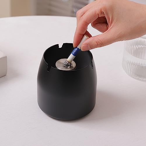 Stainless Steel Windproof Ashtray with Lid - Odorless Outdoor Ashtray