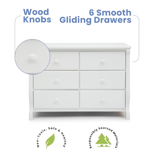 6-Drawer Nursery Dresser with Safety Interlocking Drawers - White