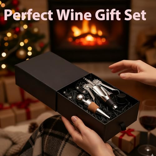 Premium Wine Opener Gift Set with Corkscrew Pourer & Bottle Stopper