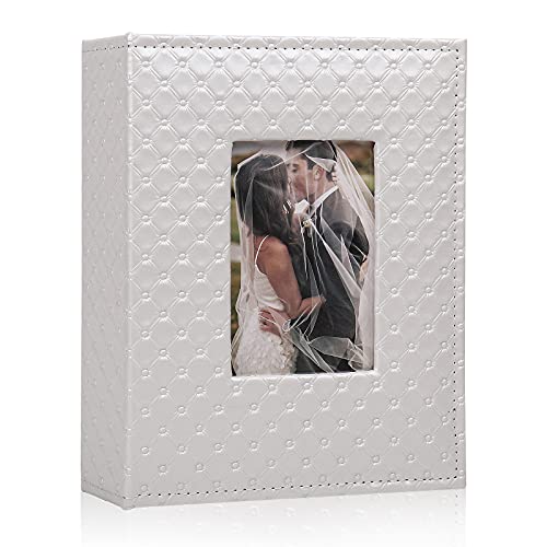 4x6 Photo Album with 200 Pockets, Leather Cover and DIY Front Window