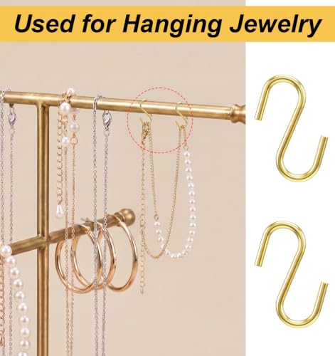 60-Pack Mini Gold S Hooks - 1 Inch Rust-Resistant Metal Storage Hooks