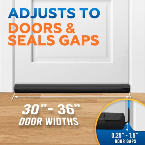 Under Door Draft Stopper - Double-Sided Bottom Gap Filler (Fits 30"-36", Black)