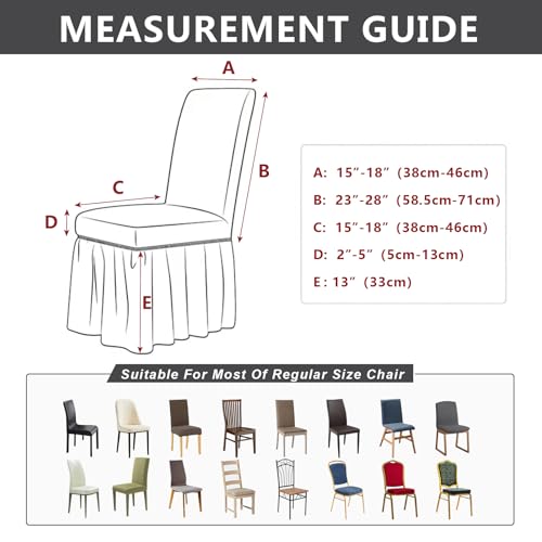 Stretch Dining Chair Covers Set of 4 with Skirt – Cream