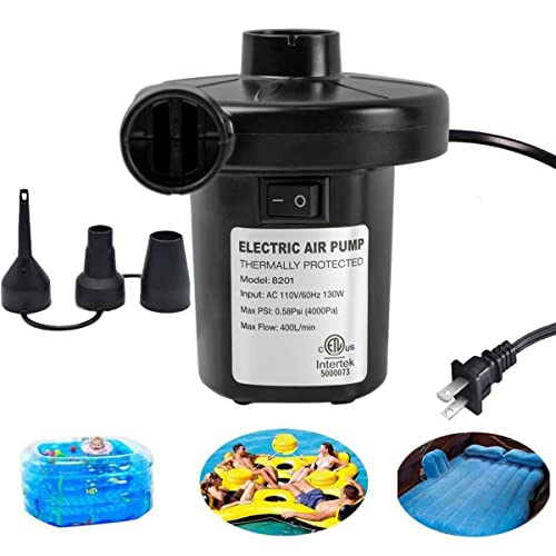 Electric Air Pump for Inflatables - 130W Quick AC Inflate Deflate Mattress Pump