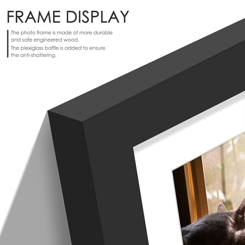 11x14 Collage Picture Frame with Mat - Displays Five 4x6 Photos - Black