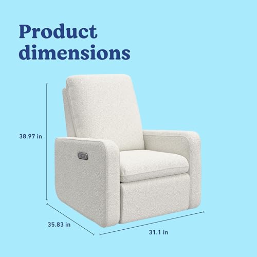 Power Recliner Swivel Glider Nursery Chair, Ivory Bouclé with USB Charging