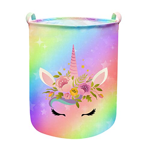 Collapsible Unicorn Laundry Basket - 43.3L Waterproof Nursery Hamper