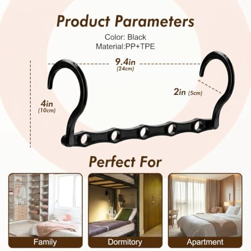 10 Pack Space Saving Hangers Black Plastic Closet Organizer