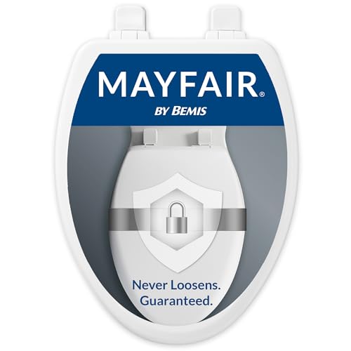 Mayfair Linden Slow Close Elongated Toilet Seat, Heavy Duty Wood White