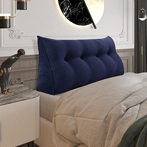 Headboard Pillow Full Bed Wedge Support Navy Blue Dorm Reading Cushion