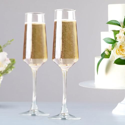 Clear Glass Champagne Flutes - 8.5 oz Stemware Set of 2