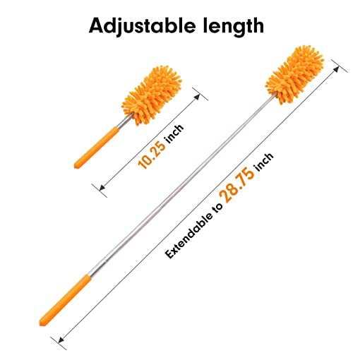 Extendable Microfiber Duster with 10-29" Pole & 2 Washable Heads