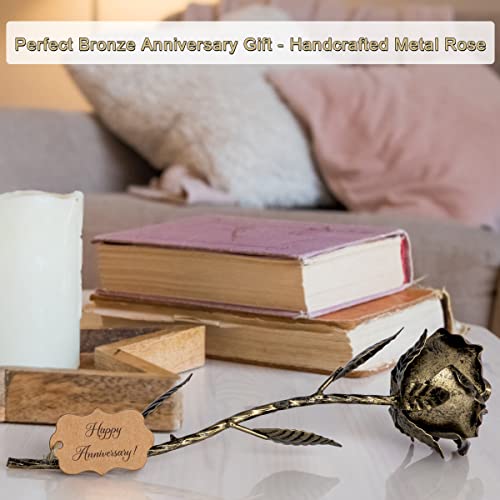 Handcrafted Bronze Rose - Unique 8th Wedding Anniversary Gift for Her