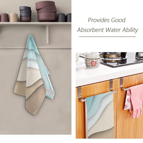Abstract Beach Theme Hand Towels - Turquoise Brown Gradient Set of 2
