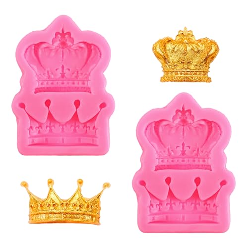 Silicone Crown Fondant Molds 2pcs for Cake Decorating & Candy Making