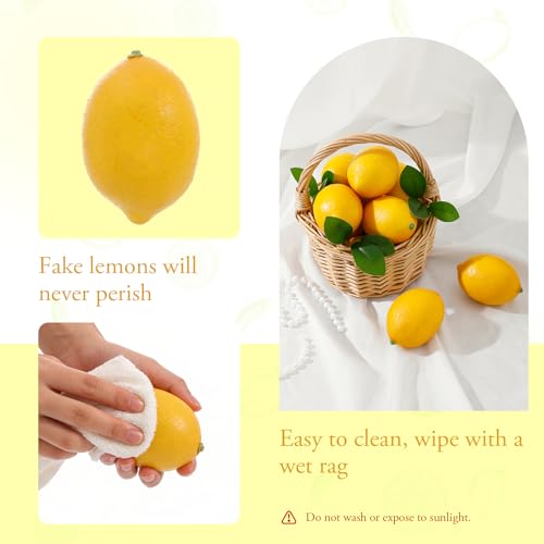 12 Pcs Ultra-Realistic Artificial Lemons for Home Decor