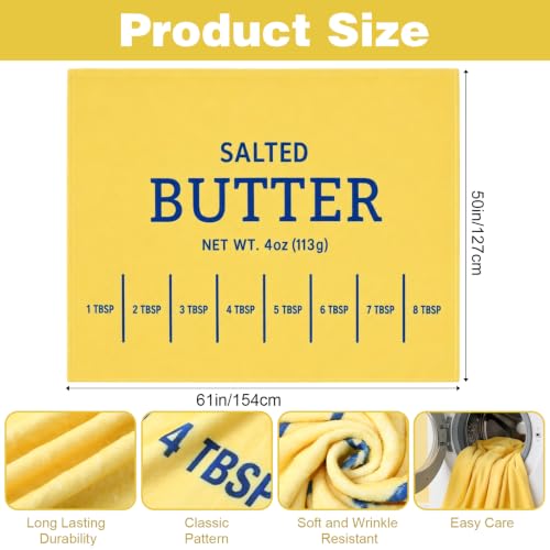 Funny Butter Print Plush Throw Blanket 50x61 Inch Soft Flannel Food Decor