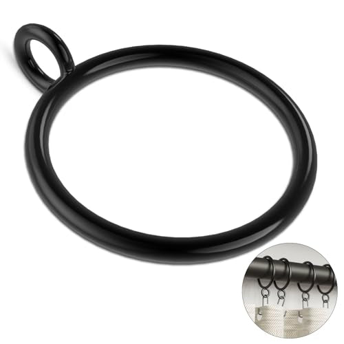 50 Pack Metal Curtain Rings with Eyelets - 1.5 Inch Heavy Duty Drapery Rings