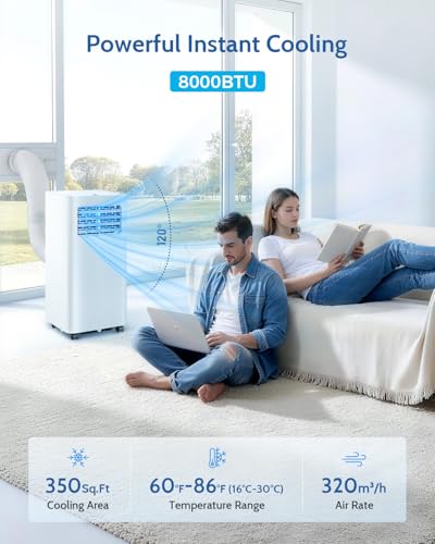8,000 BTU Portable Air Conditioner 3-in-1 AC Unit with Remote and Window Kit