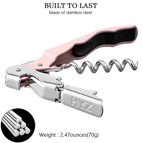 HYZ 2-Pack Pink Waiter Corkscrew Wine Opener with Foil Cutter & Bottle Opener