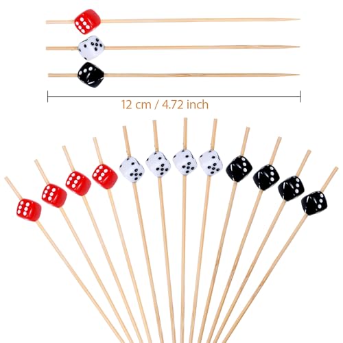 Dice Cocktail Picks - Casino Toothpicks 4.7 Inch Party Appetizer Skewers