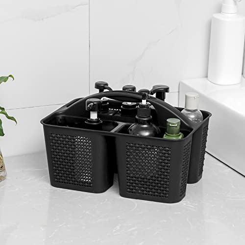 Plastic Portable Shower Caddy Basket with Handle and 3 Compartments