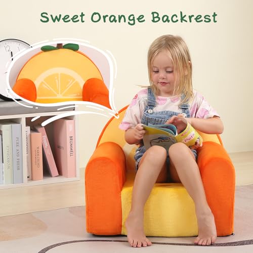 Kids Orange Comfy Cute Kids Chair with High-Density Foam - MOMCAYWEX