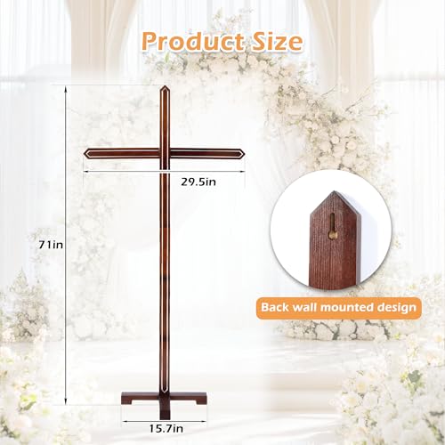 Large Wooden Cross for Church and Religious Decor - 71 Inch Standing Cross