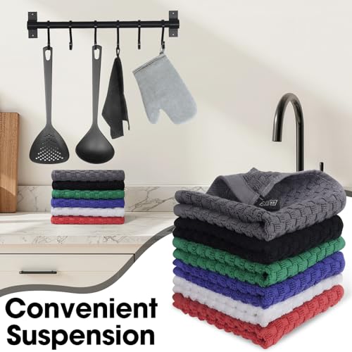 Cotton Washcloths 6-Pack 12x12 Inches - Soft, Absorbent, Multi-Color