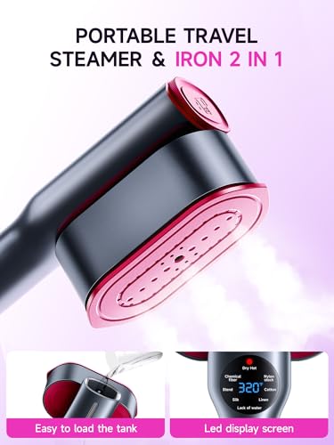 DRFLASH 2-in-1 Handheld Garment Steamer and Travel Iron for Clothes