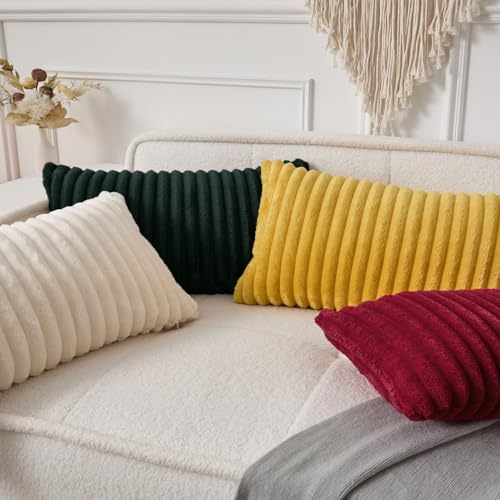 UGASA 12x20 Dark Green Faux Fur Throw Pillow Cover - 1pc