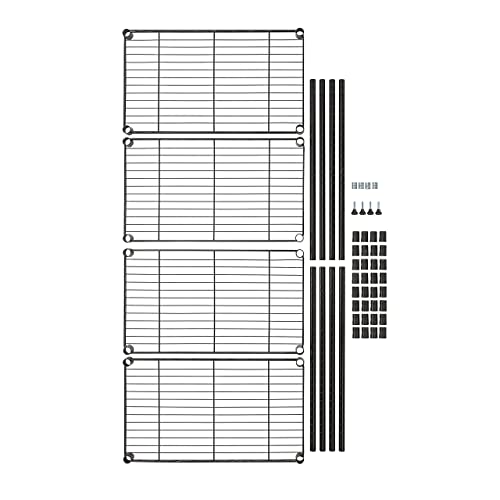 Amazon Basics 4-Shelf Steel Wire Storage Shelves, Black Metal Unit