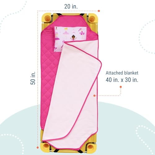 Toddler Nap Mat with Pillow and Blanket for Daycare and Preschool