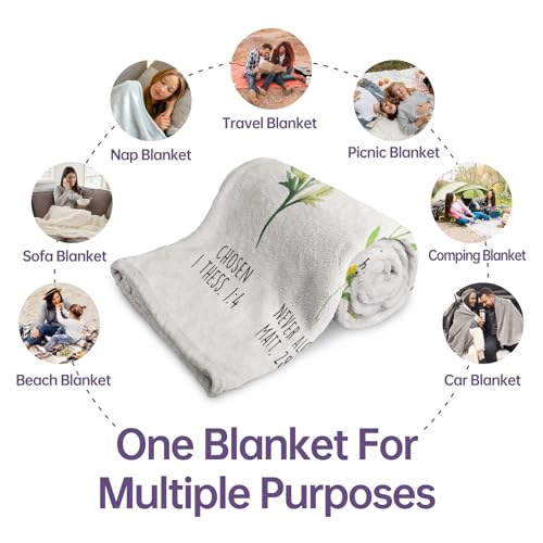 Afterprints Christian Flowers Blanket for Women 60 x 80 in Cream